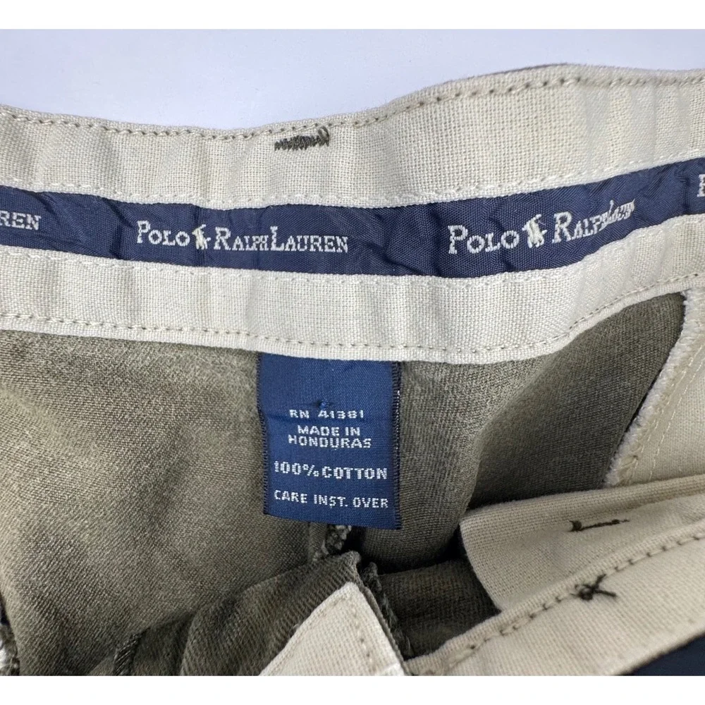 Polo Ralph Lauren Chino Pants 32x30 Olive Green Cotton Pleated Classic Preppy